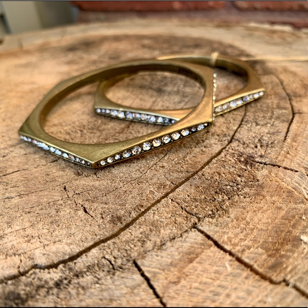 Chloe + Isabel Medina Hexagon Pave Bangle Bracelet Set